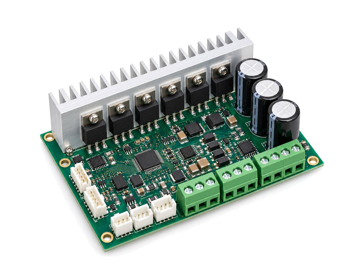 Open-frame controller board with heatsink plate